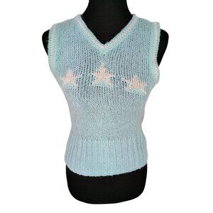Urban Outfitters Kimchi Blue Sweater Vest Light Blue Stars Women's Size Medium‎